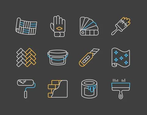 Home repair, remodelling, redecoration vector icon set Stock Illustration
