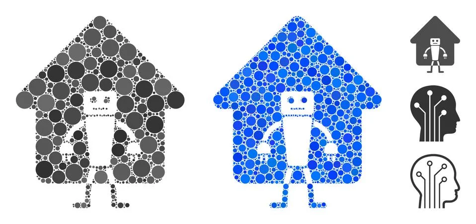 Home Robot Composition Icon of Circles Stock Illustration