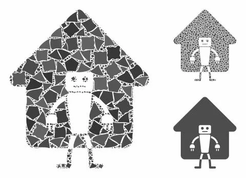 Home robot Composition Icon of Trembly Parts Stock Illustration