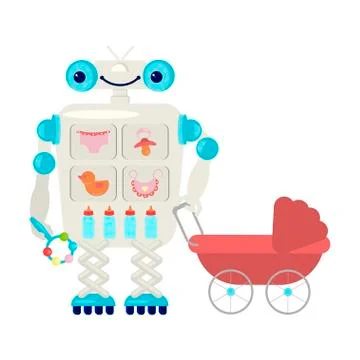Home robot for housework Stock Illustration