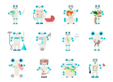 Home robot for housework Stock Illustration