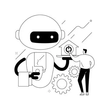 Home robot technology abstract concept vector illustration. Stock Illustration