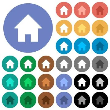 Home round flat multi colored icons Ilustración de archivo