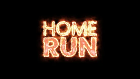 Home run fire animation text. Stock Footage 254069545