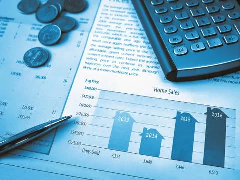 Home Sales Chart Stock Photos