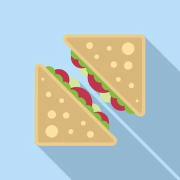 Home sandwich icon flat vector. Lunch food 스톡 일러스트