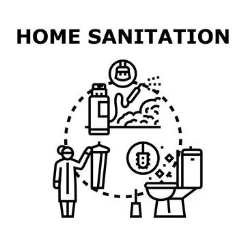 Home sanitation ensuring clean health environment concept Stock Illustration