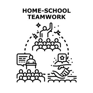 Home school teamwork concept vector illustration Stock Illustration