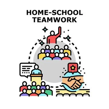 Home school teamwork concept vector illustration Stock Illustration