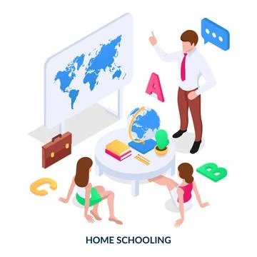Home schooling concept.  Stock Illustration