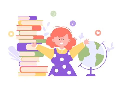 Home schooling or first time in first grade. Stock Illustration
