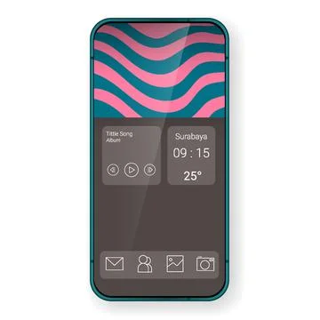 Home screen layout mobile app ui rainbow Illustrazione stock