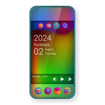 Home screen layout mobile app ui rainbow icon widget Stock Illustration