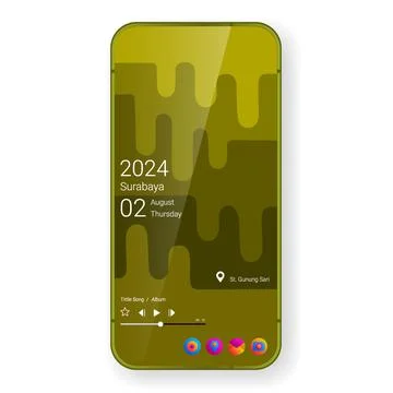 Home screen layout mobile app user interface yellow Stock Illustration