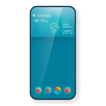 Home screen layout mobile app user interface yellow Stock Illustration
