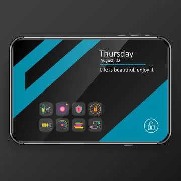 Home screen mobile application user interface digital realistic tablet phone Stock Illustration