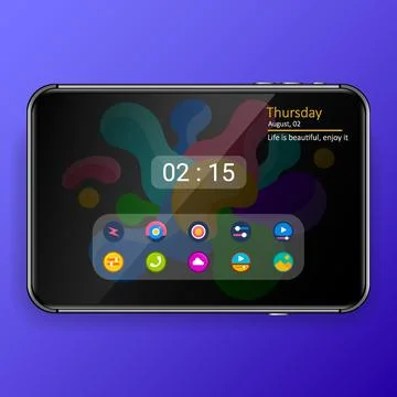 Home screen mobile application user interface digital realistic tablet phone Stock Illustration