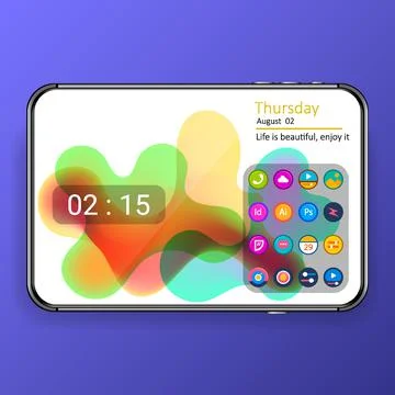 Home screen mobile application user interface digital realistic tablet phone Stock Illustration