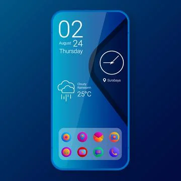 Home screen ui design custom modifications multicolor wave Illustrazione stock