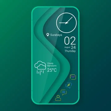 Home screen ui design custom modifications green wave glossy Illustrazione stock