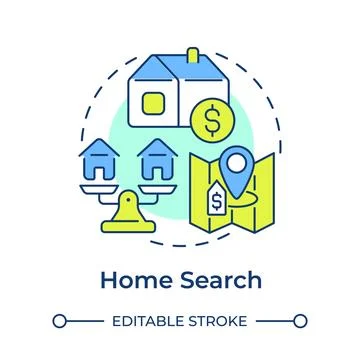 Home search multi color concept icon Illustration