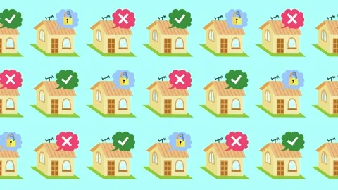 Home security and property status pattern in a background animation Stock Footage 332869678