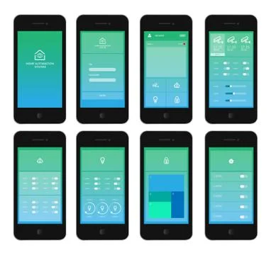 Home security app interface on tablet screen Stock Illustration