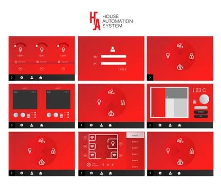 Home security app interface on tablet screen Stock Illustration