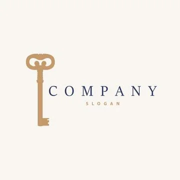 Home security design simple key logo old vintage minimalist template illust.. Stock-Illustration