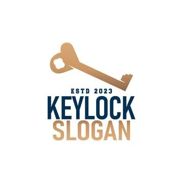 Home security design simple key logo old vintage minimalist template illust.. Stock-Illustration
