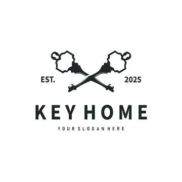 Home security design simple key logo old vintage minimalist template illust.. Stock Illustration