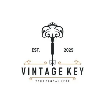 Home security design simple key logo old vintage minimalist template illust.. Stock-Illustration