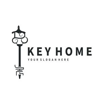 Home security design simple key logo old vintage minimalist template illust.. Stock Illustration