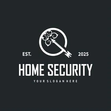 Home security design simple key logo old vintage minimalist template illust.. Stock Illustration