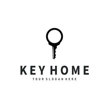 Home security design simple key logo old vintage minimalist template illust.. Stock Illustration