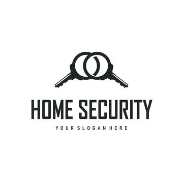 Home security design simple key logo old vintage minimalist template illust.. Stock Illustration
