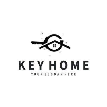 Home security design simple key logo old vintage minimalist template illust.. Stock Illustration