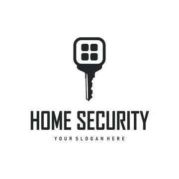 Home security design simple key logo old vintage minimalist template illust.. Stock Illustration