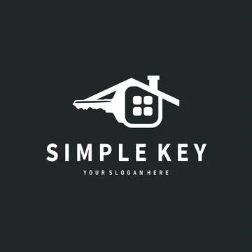 Home security design simple key logo old vintage minimalist template illust.. Stock Illustration