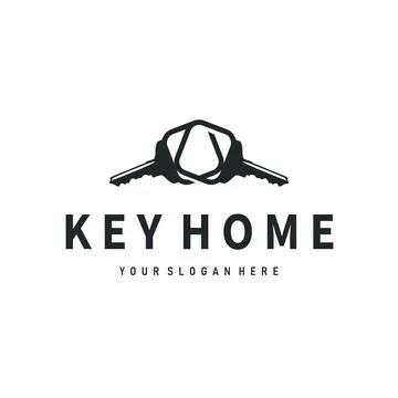 Home security design simple key logo old vintage minimalist template illust.. Stock Illustration