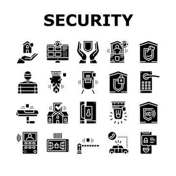 Home Security Device Collection Icons Set Vector 스톡 일러스트