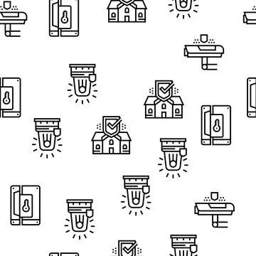 Home Security Device Vector Seamless Pattern イラスト素材