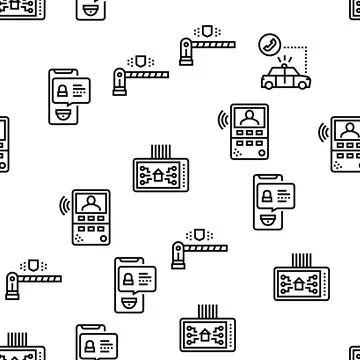 Home Security Device Vector Seamless Pattern Stock Illustration
