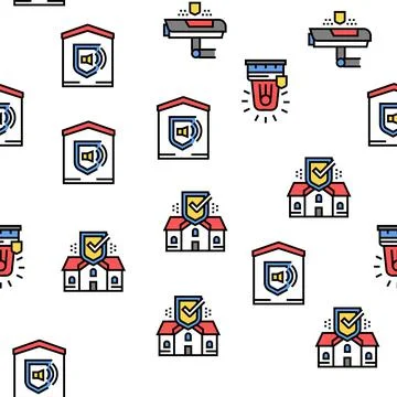 Home Security Device Vector Seamless Pattern 스톡 일러스트