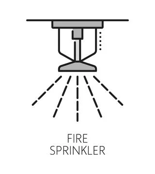 Home security fire sprinkler color line icon Stock Illustration