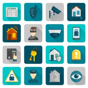 Home Security Icons Flat Stockillustratie