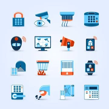 Home Security Icons Set Stock Illustration