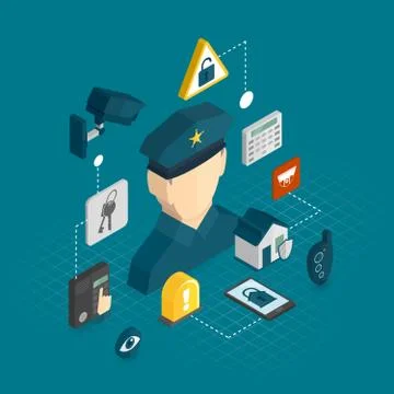 Home security isometric icons Illustrazione stock