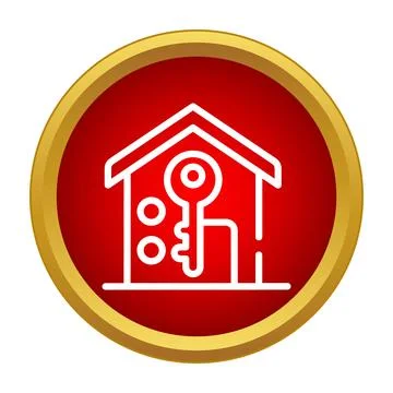 Home security key house icon button Illustrazione stock