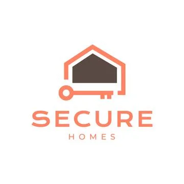 Home security key padlock modern architect simple minimalist logo design ve.. Stock Illustration